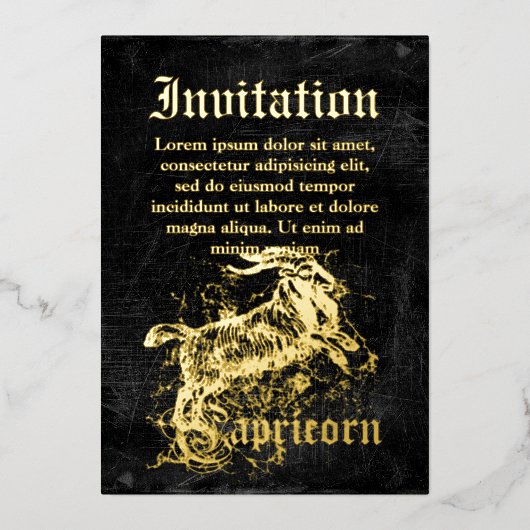 Zodiac Capricorn Folie Uitnodiging (Voorkant)