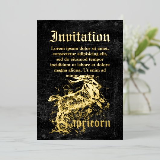  Zodiac Capricorn Folie Uitnodiging (Staand Voorkant)