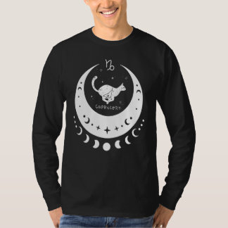 Zodiac Capricorn Horoscope Astrology Sign Cat Cres T-shirt