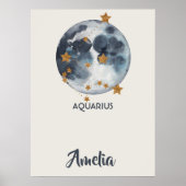 Zodiac Celestial Aquarius Nursery Wall Art Poster (Voorkant)