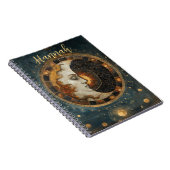 Zodiac Celestial Crescent Moon Monogram Notitieboek (Rechterzijde)