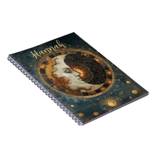  Zodiac Celestial Crescent Moon Monogram Notitieboek (Rechterzijde)