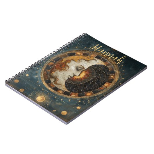 Zodiac Celestial Crescent Moon Monogram Notitieboek (Linkerzijde)