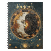 Zodiac Celestial Crescent Moon Monogram Notitieboek (Voorkant)