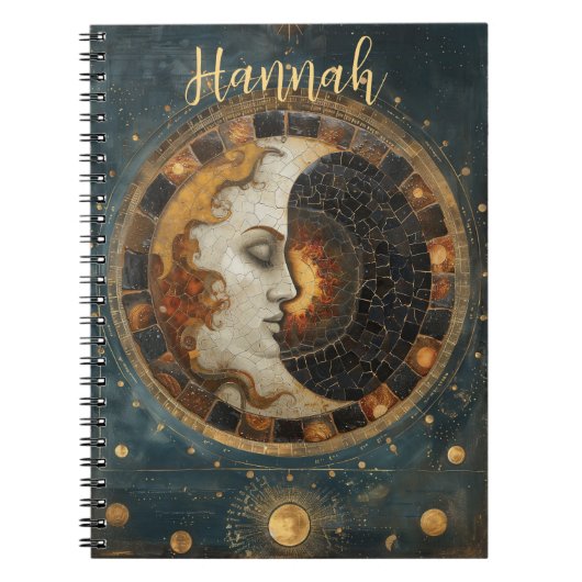 Zodiac Celestial Crescent Moon Monogram Notitieboek (Voorkant)