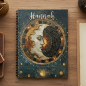 Zodiac Celestial Crescent Moon Monogram Notitieboek