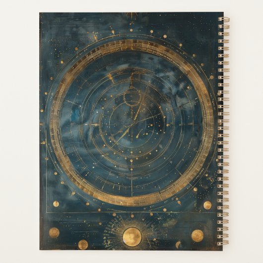  Zodiac Celestial Crescent Moon Monogram Planner (Achterkant)