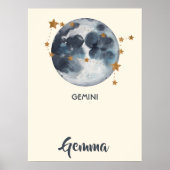 Zodiac Celestial Gemini Nursery Wall Art Poster (Voorkant)
