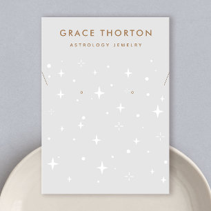 Zodiac Celestial Stars Gray Earring Ketting Visitekaartje