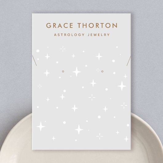 Zodiac Celestial Stars Gray Earring Ketting Visitekaartje