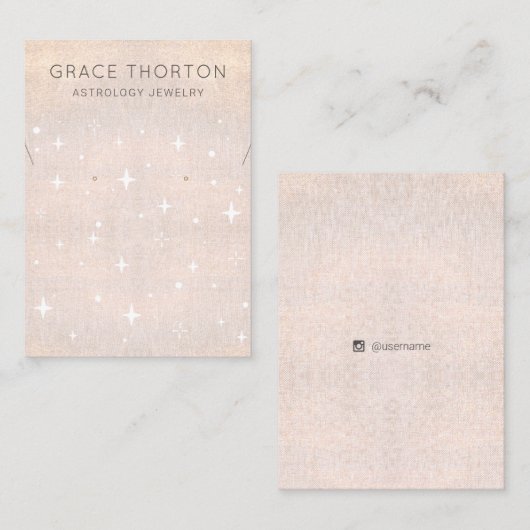 Zodiac Celestial Stars Oorbel Ketting Visitekaartje (Voorkant / Achterkant)