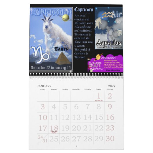 Zodiac & Chakra Calendar Kalender (Jan 2027)