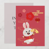 Zodiac Chinees Konijn Goud Rood Feestdagenkaart (Voorkant / Achterkant)