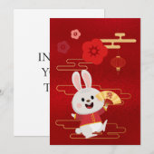 Zodiac Chinees Konijnengoud Rode Folie Feestdagenkaart (Voorkant / Achterkant)