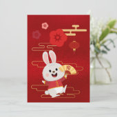 Zodiac Chinees Konijnengoud Rode Folie Feestdagenkaart (Staand voorkant)