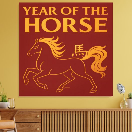 Zodiac Chinese New Year 2026 Horse Canvas Afdruk (Insitu (Woonkamer))