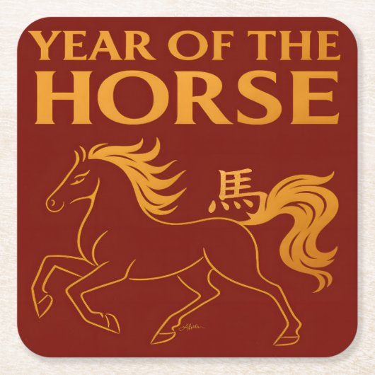 Zodiac Chinese New Year 2026 Horse Kartonnen Onderzetters (Voorkant)