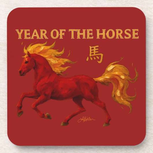 Zodiac Chinese New Year 2026 Yang Fire Horse Bier Onderzetter (Voorkant)