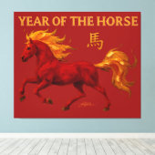 Zodiac Chinese New Year 2026 Yang Fire Horse Canvas Afdruk (Insitu (Houten vloer))