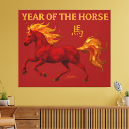 Zodiac Chinese New Year 2026 Yang Fire Horse Canvas Afdruk