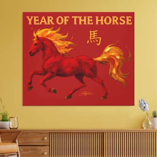 Zodiac Chinese New Year 2026 Yang Fire Horse Canvas Afdruk (Insitu (Woonkamer))