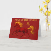 Zodiac Chinese New Year 2026 Yang Fire Horse Kaart (Gele Bloem)