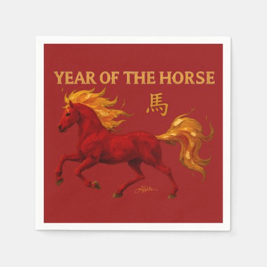 Zodiac Chinese New Year 2026 Yang Fire Horse Servet (Voorkant)