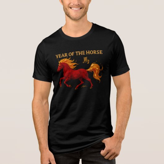 Zodiac Chinese New Year 2026 Yang Fire Horse Tri-Blend Shirt (Voorkant)