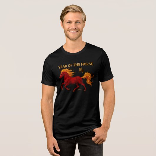 Zodiac Chinese New Year 2026 Yang Fire Horse Tri-Blend Shirt (Voorkant volledig)