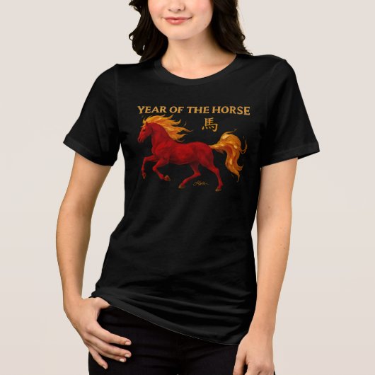 Zodiac Chinese New Year 2026 Yang Fire Horse Tri-Blend Shirt (Voorkant)
