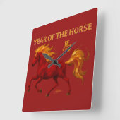Zodiac Chinese New Year 2026 Yang Fire Horse Vierkante Klok (Hoek)
