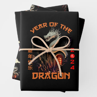 Zodiac Chinese Zodiac Dragon 2024 Inpakpapier Vel