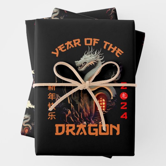 Zodiac Chinese Zodiac Dragon 2024 Inpakpapier Vel (In situ)