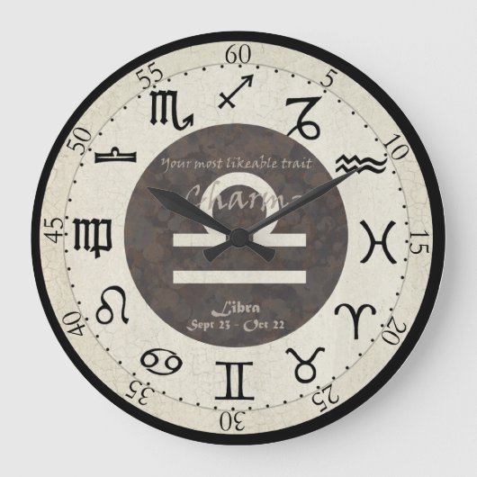Zodiac Clock - Libra Grote Klok (Voorkant)