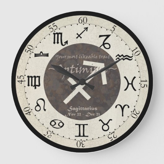 Zodiac Clock - Sagittarius Grote Klok (Voorkant)