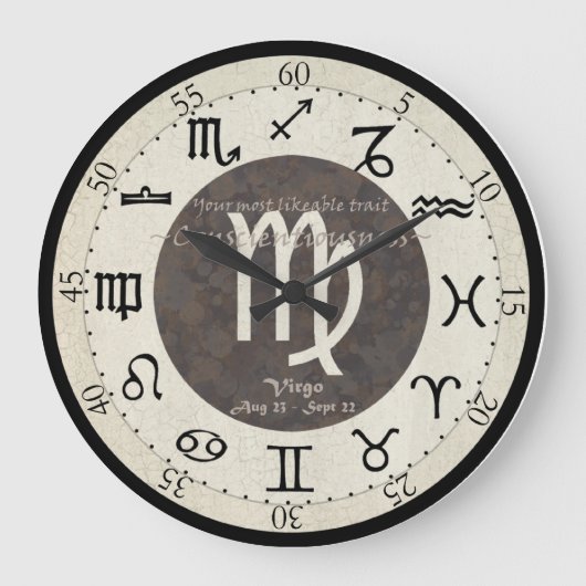 Zodiac Clock - Virgo Grote Klok (Voorkant)