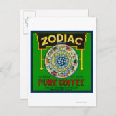 Zodiac Coffee LabelNew Orleans, LA Briefkaart (Voorkant / Achterkant)