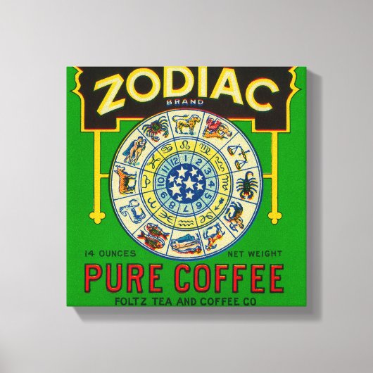 Zodiac Coffee LabelNew Orleans, LA Canvas Afdruk (Voorkant)
