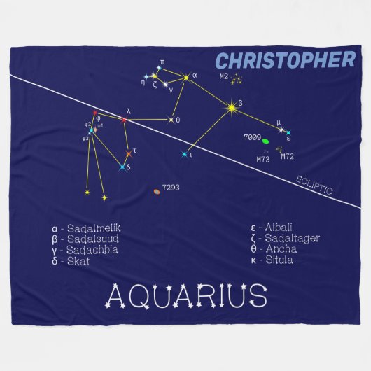 Zodiac Constellation Aquarius Fleece Deken (Voorkant (Horizontaal))