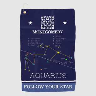Zodiac Constellation Aquarius Golfhanddoek