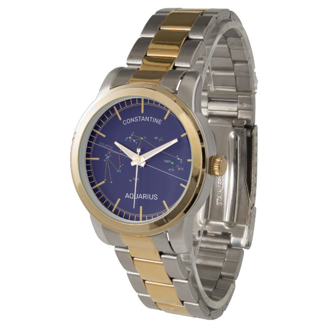 Zodiac Constellation Aquarius Horloge (Gekanteld)