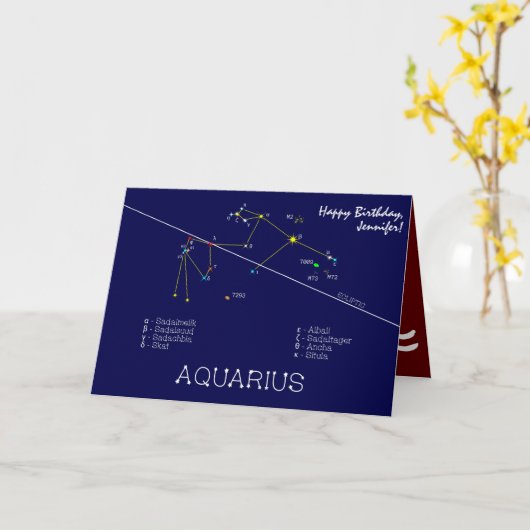 Zodiac Constellation Aquarius Kaart (Gele Bloem)