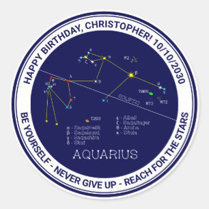 Zodiac Constellation Aquarius Ronde Sticker