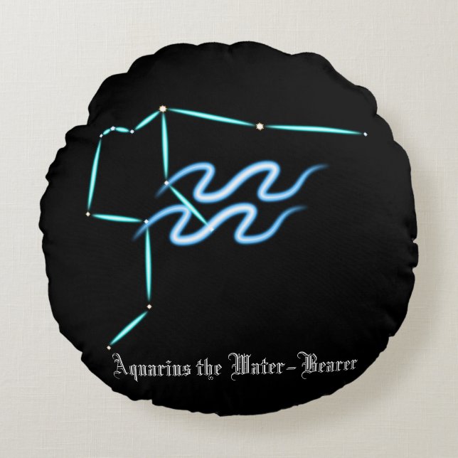 Zodiac Constellation Aquarius Round Pillow Rond Kussen (Voorkant)