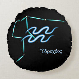 Zodiac Constellation Aquarius Round Pillow Rond Kussen