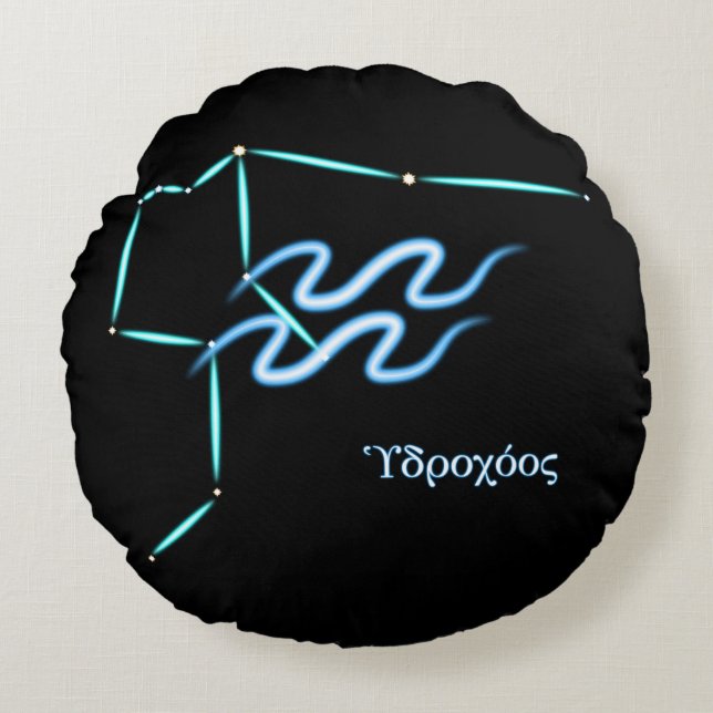 Zodiac Constellation Aquarius Round Pillow Rond Kussen (Voorkant)