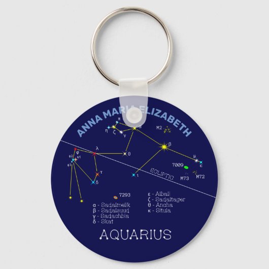 Zodiac Constellation Aquarius Sleutelhanger (Voorkant)