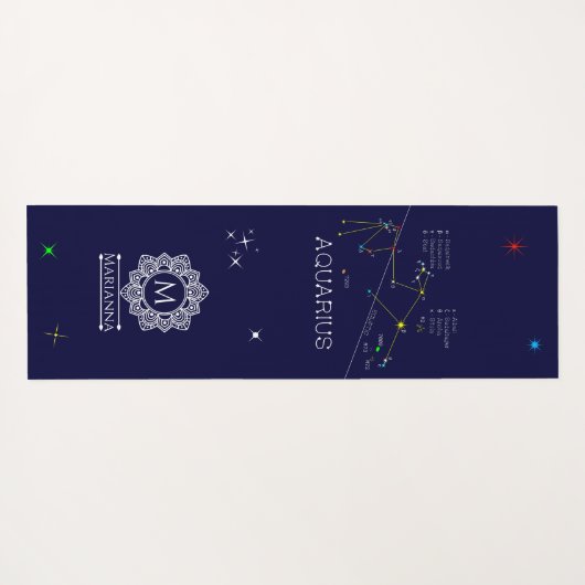 Zodiac Constellation Aquarius Yogamat (Achterkant (horizontaal))