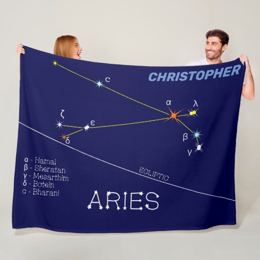 Zodiac Constellation Aries Fleece Deken (In situ)