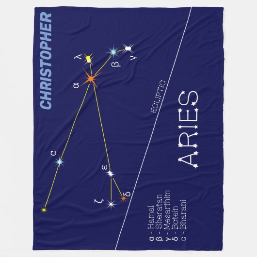 Zodiac Constellation Aries Fleece Deken (Voorkant)